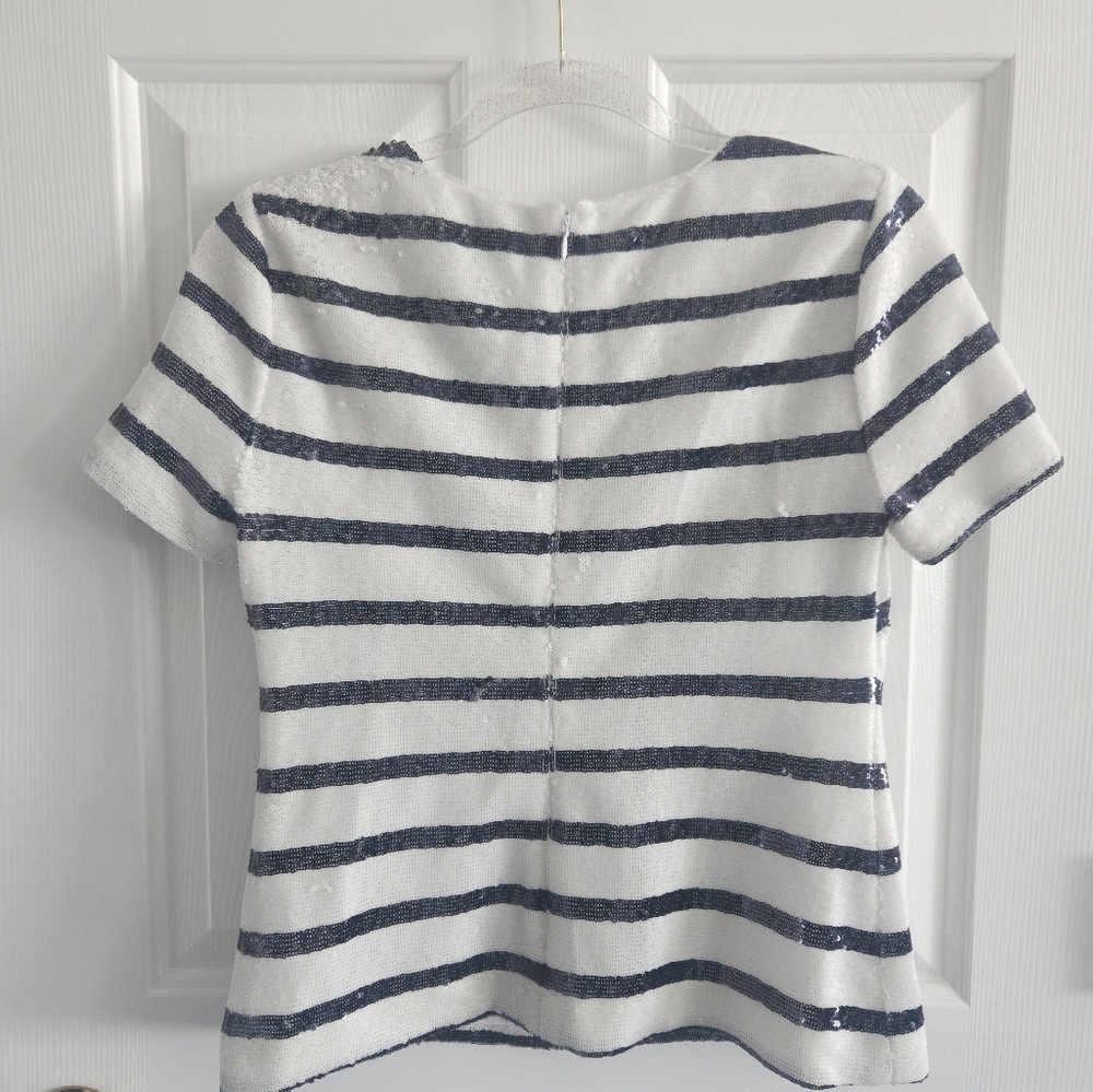 NWT Ralph Lauren Striped Sequin Short Sleeve Blouse - Picture 6 of 12